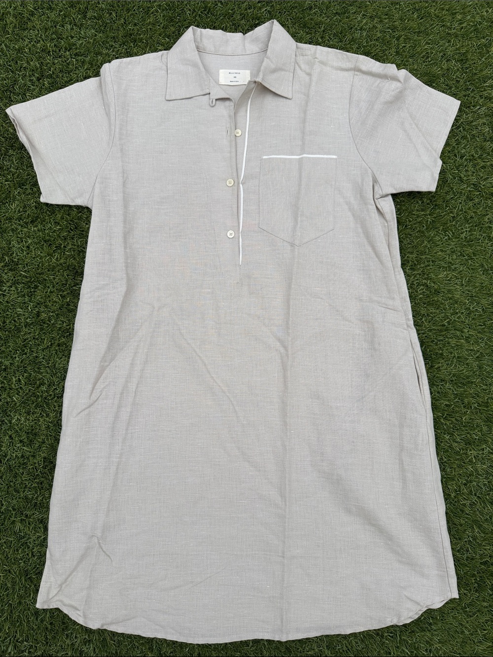 Billy Reid Light Beige Linen Button-Up Shirt Dress